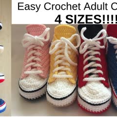 Easy Crochet Adult Converse. 4 SIZES!!!!